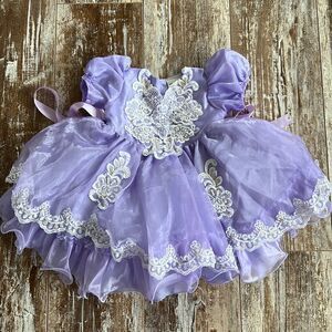 Vintage Full Circle Pageant Dress Tip Top Kids Ruffles Beading Lace Sequins